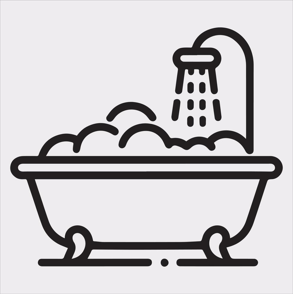 Simple Bathtub Silhouette on White Background vector