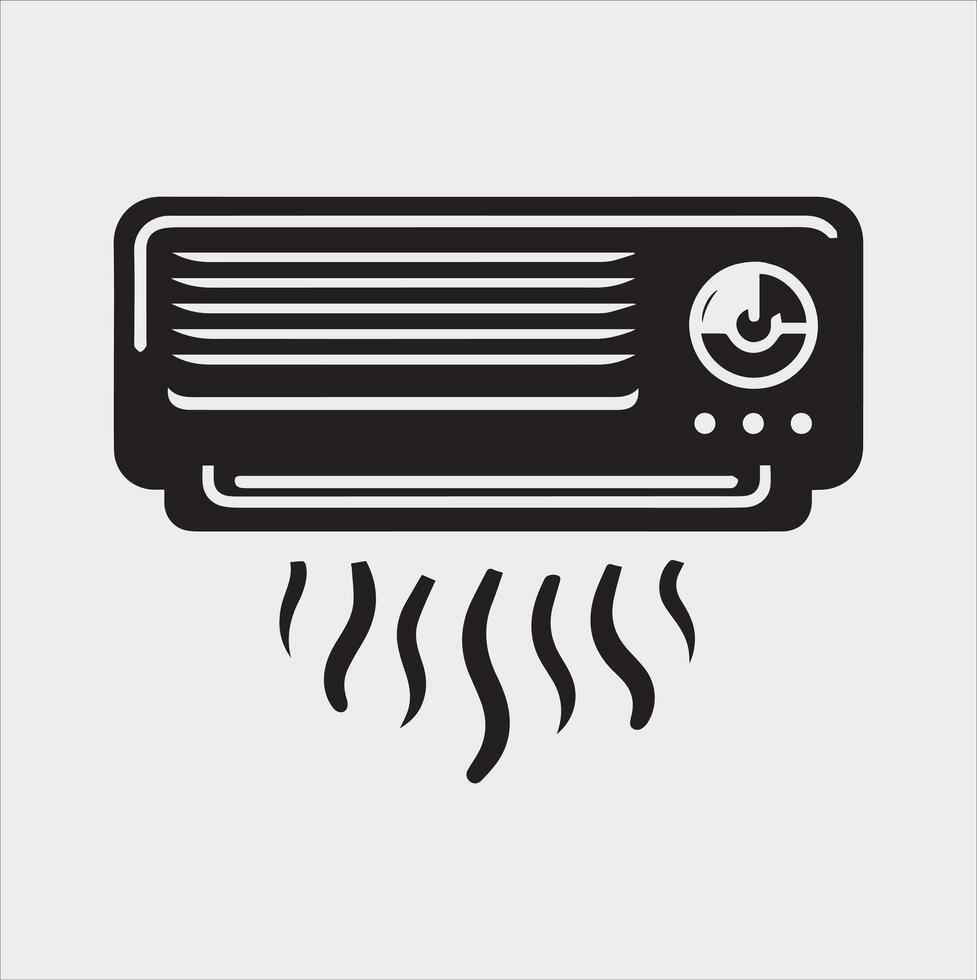Elegant Air Conditioner Silhouette on a White Background vector