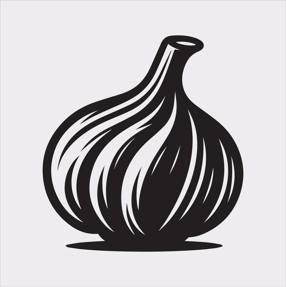 Garlic Art Elegant Silhouette on White Canvas vector