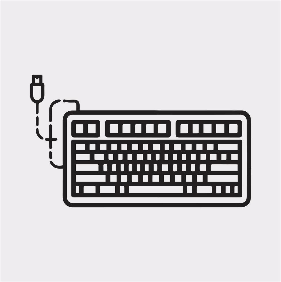 Modern Computer Keyboard Silhouette for Web Design vector