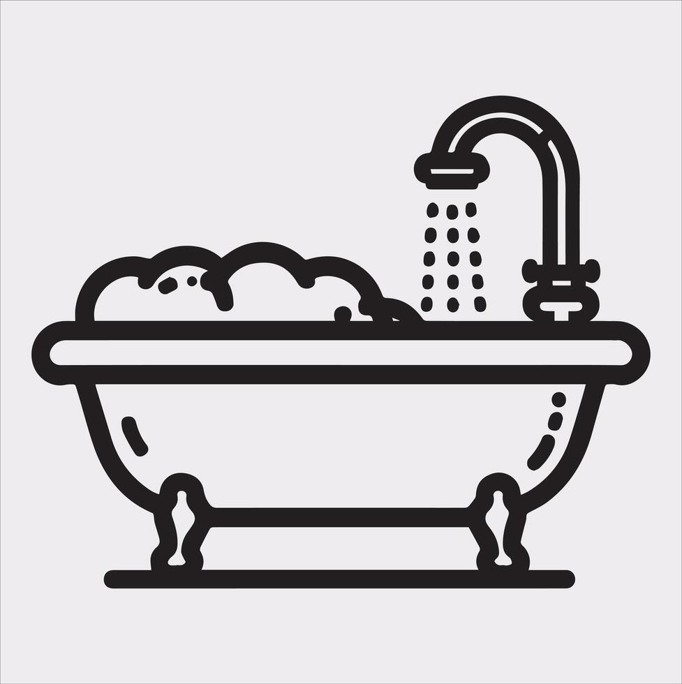 High-Quality Bathtub Silhouette for Design Projects vector