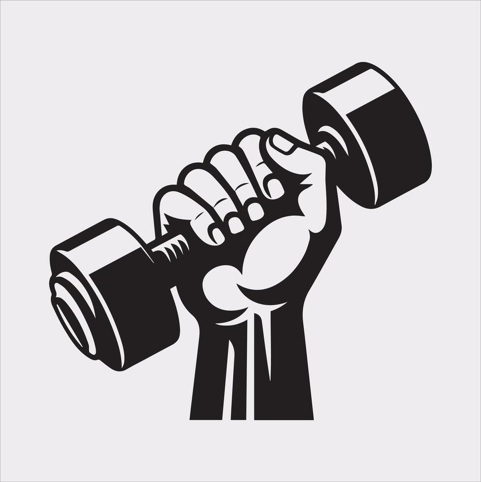 Strong Dumbbell Holding Silhouette - Fitness Art vector
