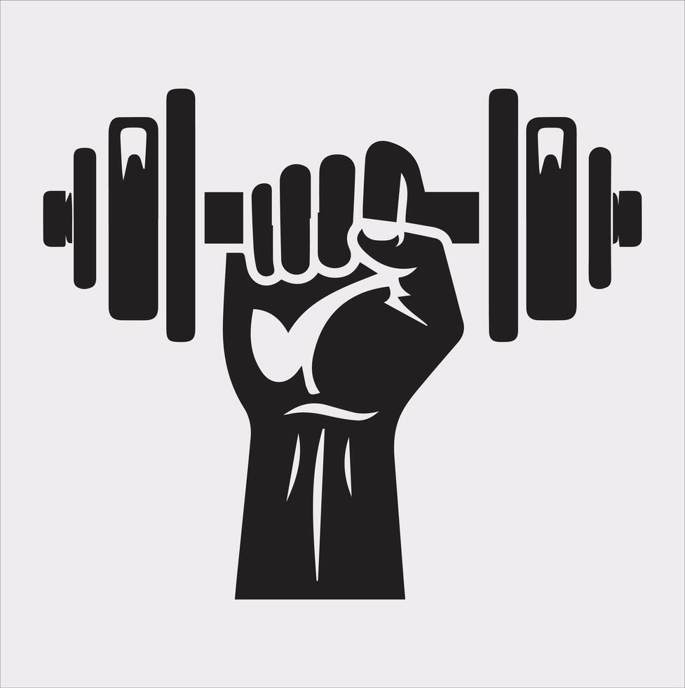 Dumbbell Holding Silhouette - Perfect for Fitness Designs vector