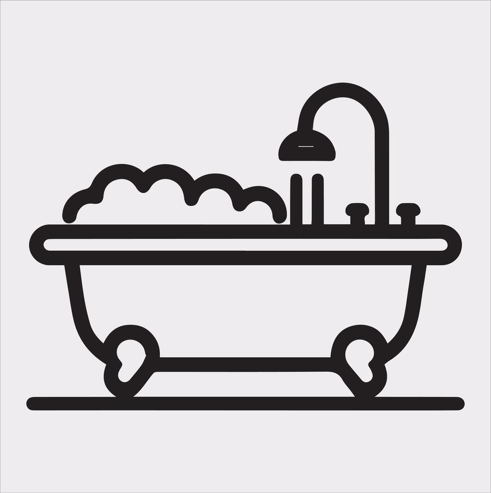 Bathtub Silhouette Illustration Clean Design on White Background vector