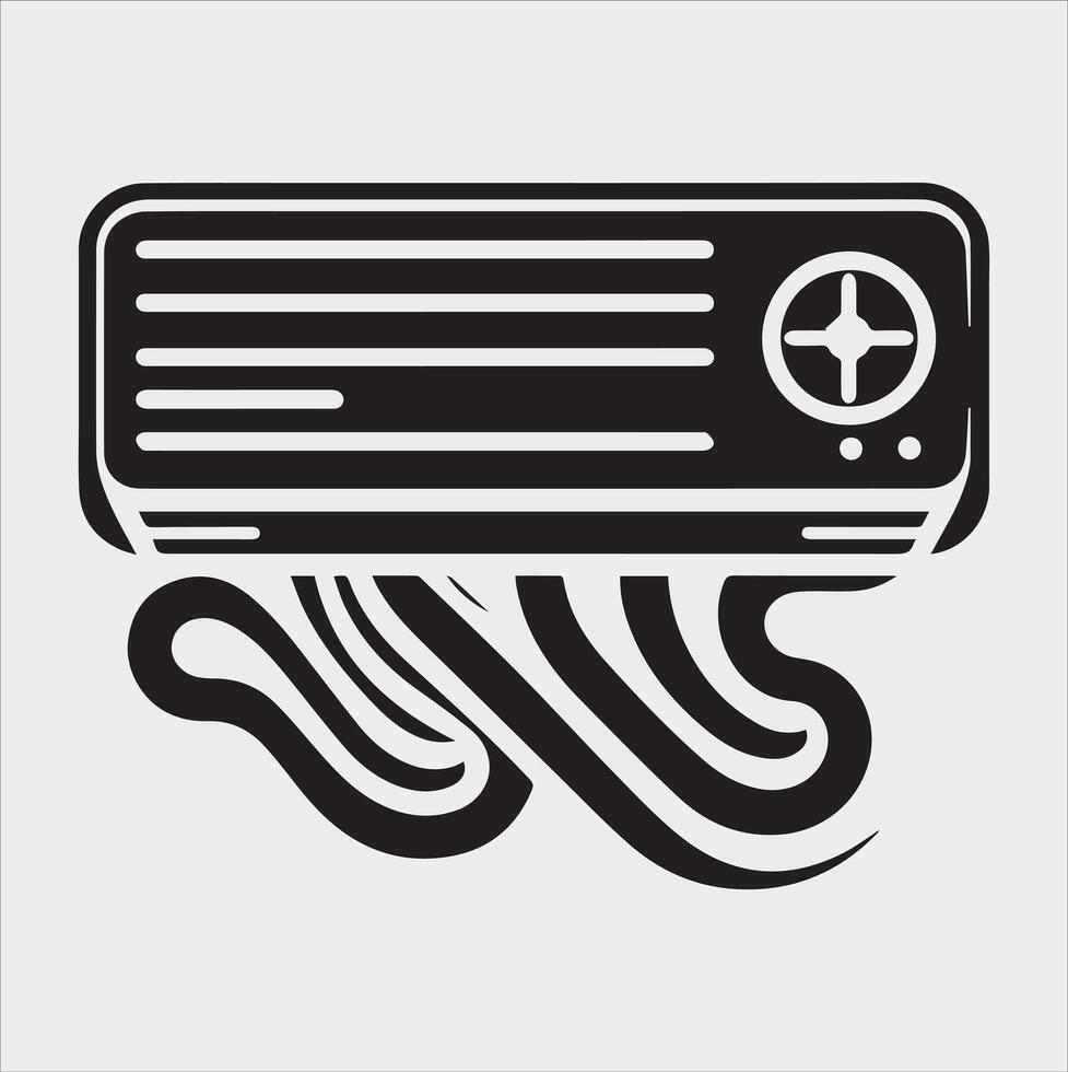 Stylish Air Conditioner Silhouette on Clean White Canvas vector