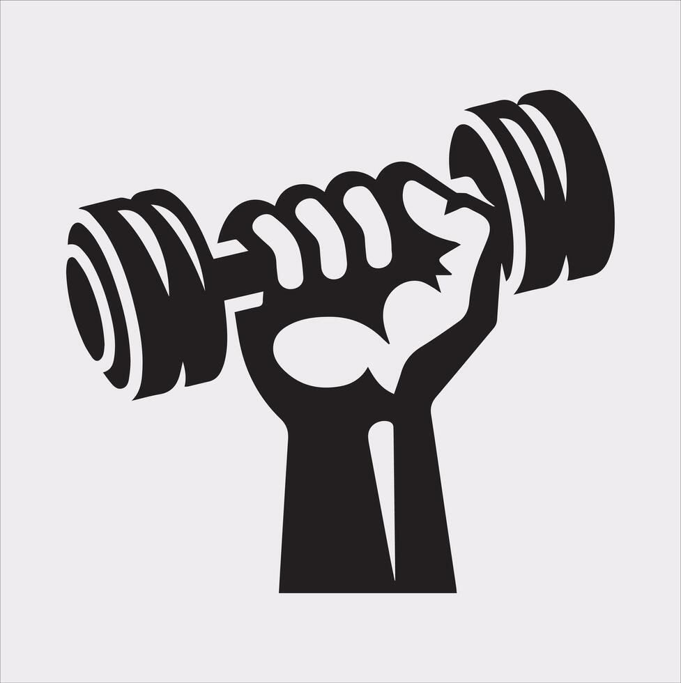 Inspiring Dumbbell Holding Silhouette for Fitness Motivation vector