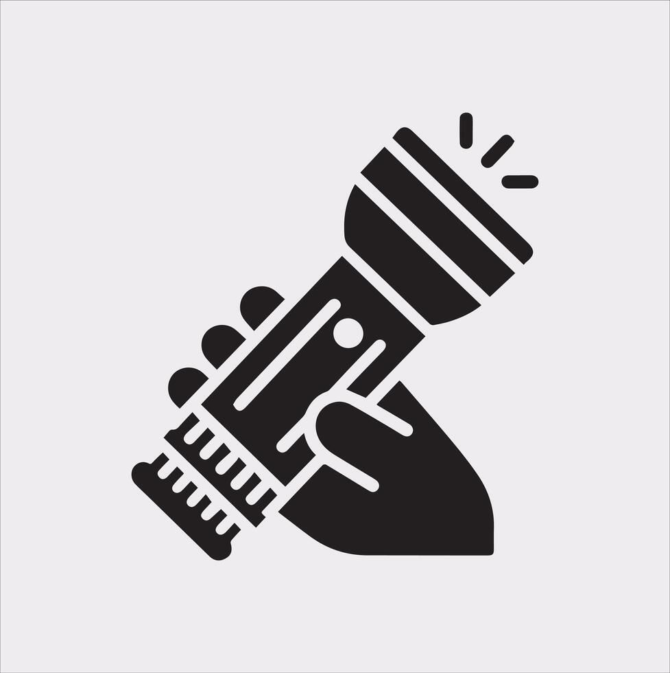 Minimalist Flashlight Silhouette Art on Clean Canvas vector