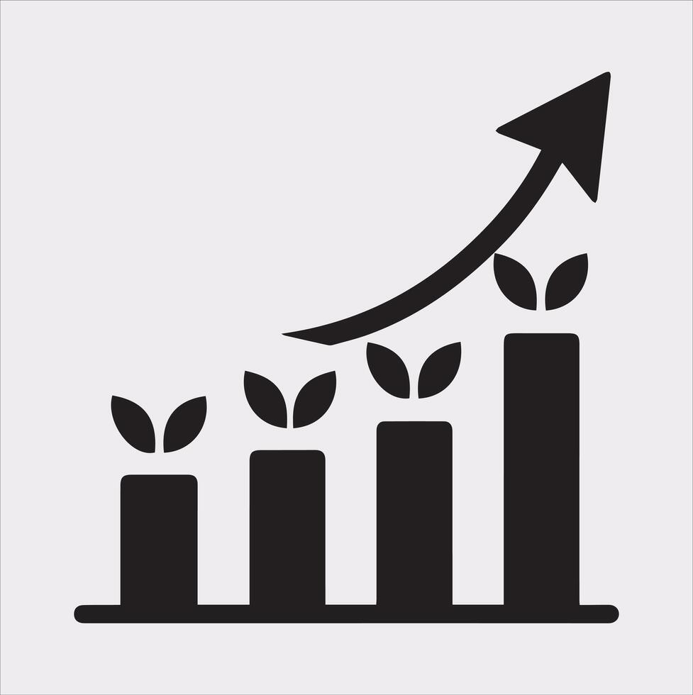 Simple Growth Bar Chart Silhouette on a Crisp White Background vector