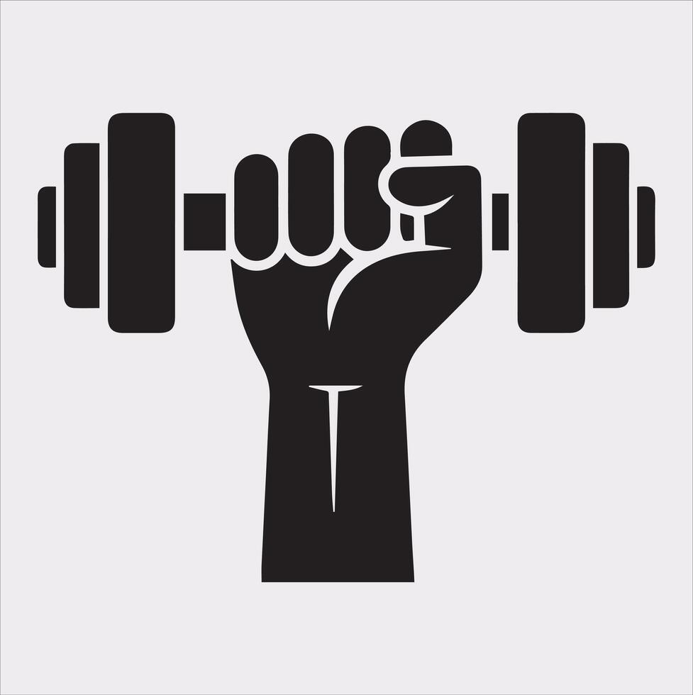 Dumbbell Holding Silhouette on White Background vector