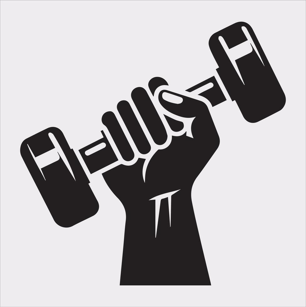 Modern Dumbbell Holding Silhouette for Activewear Designs vector