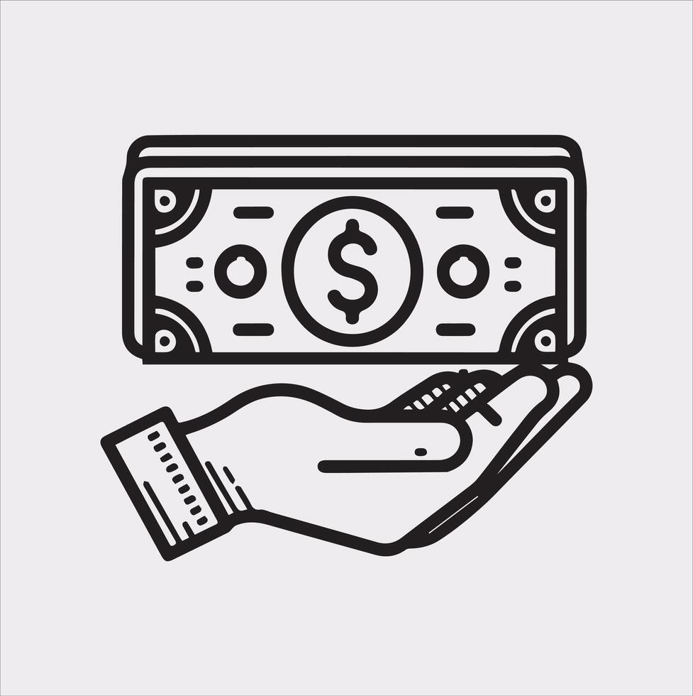 Detailed Banknote Silhouette on White Canvas vector