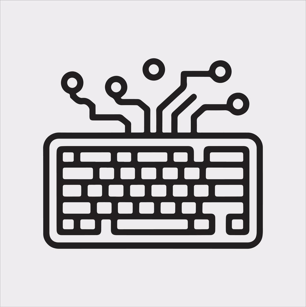 Minimalist Computer Keyboard Silhouette on White vector