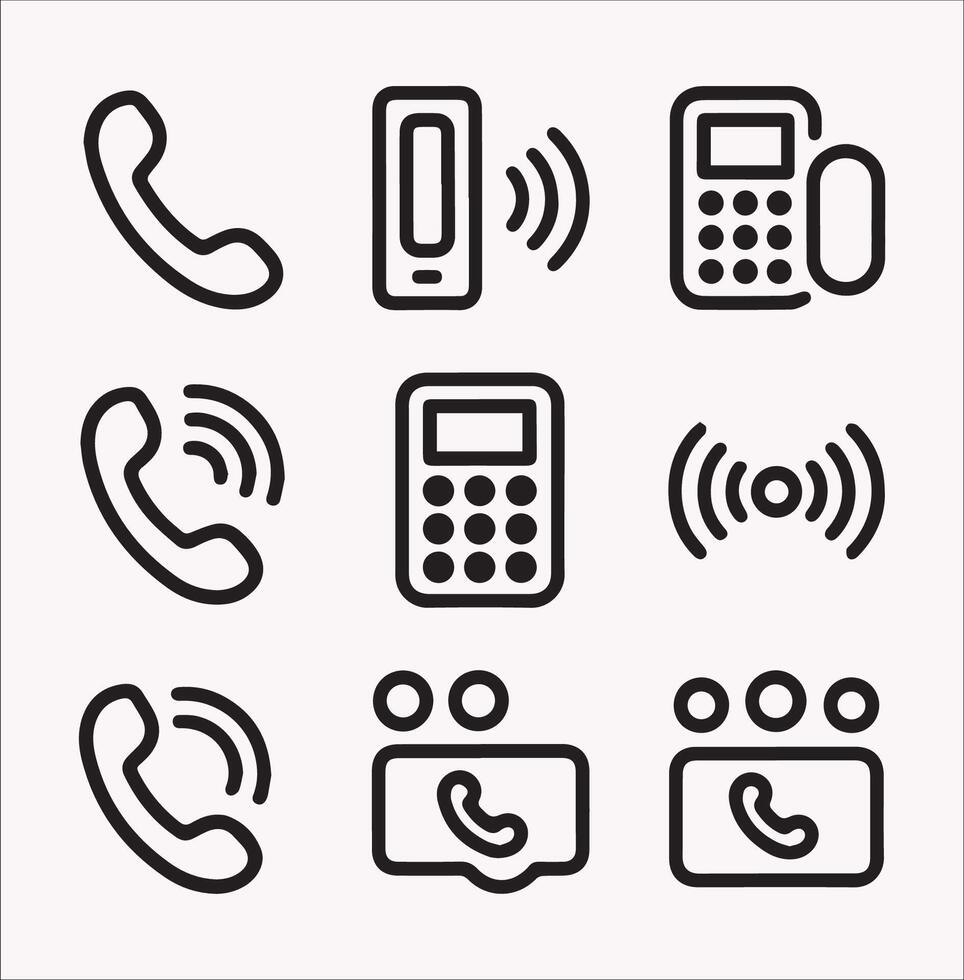 Contact Icons Set Elegant Illustrations on a White Background vector