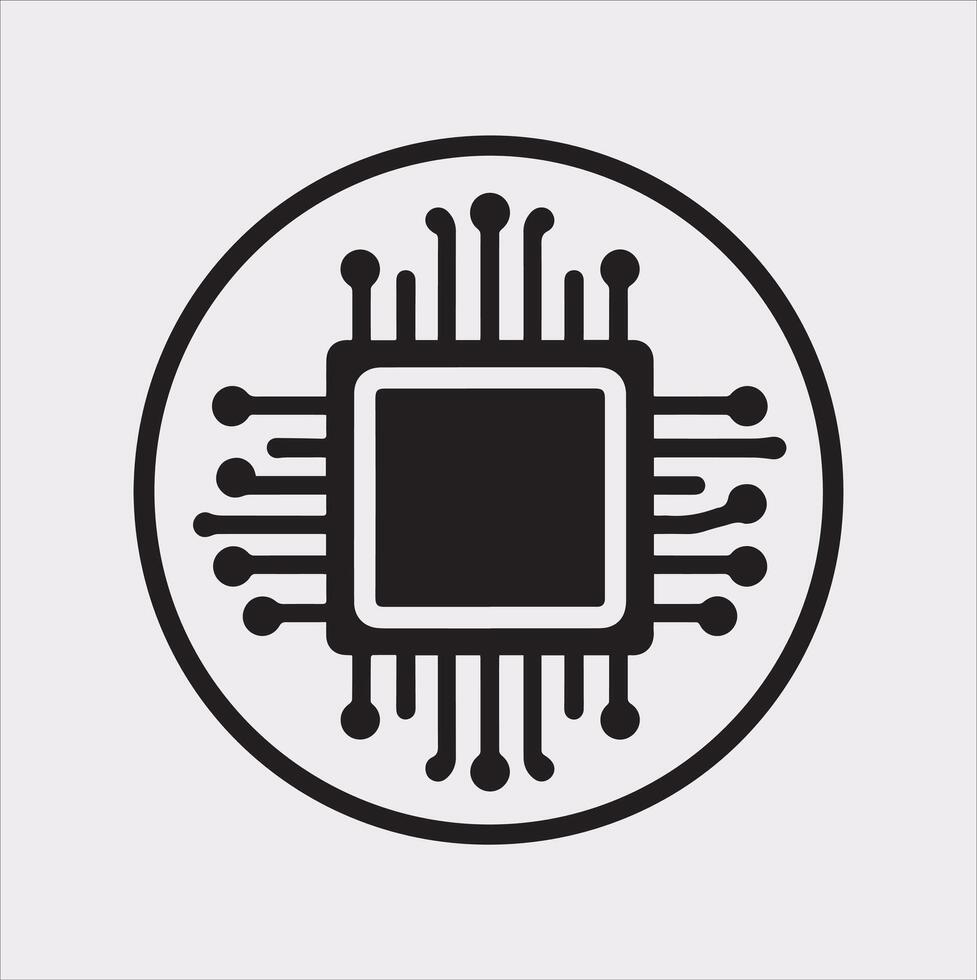 Tech Microchip Silhouette Art Perfect for Digital Projects vector