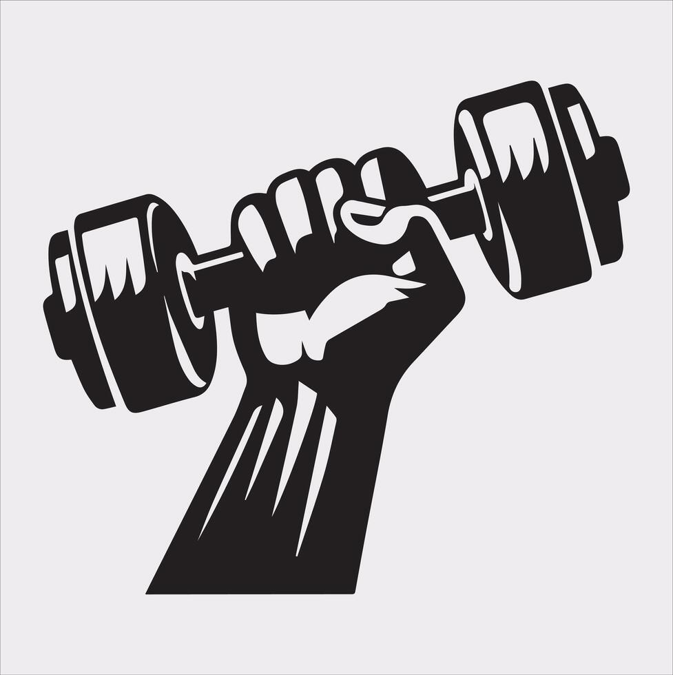 Perfect Dumbbell Holding Silhouette for Fitness Websites vector
