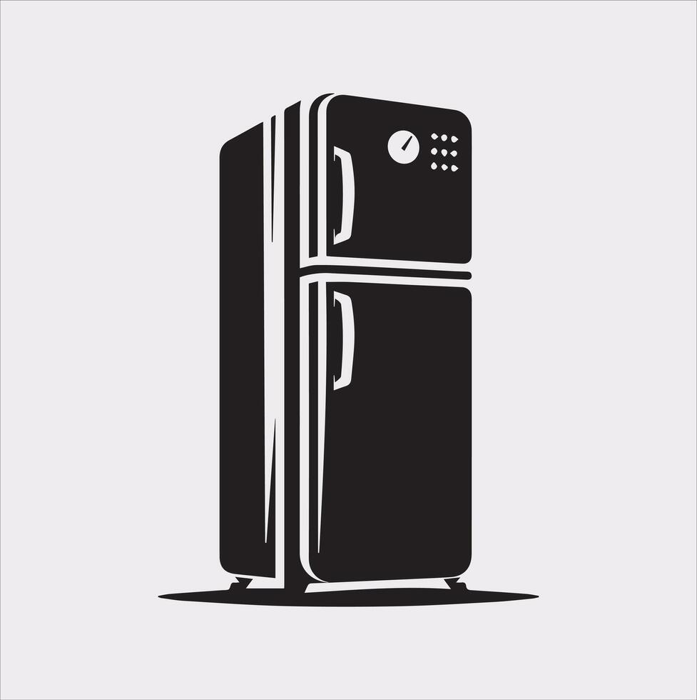 Simplistic Freezer Refrigerator Silhouette for Clean Designs vector