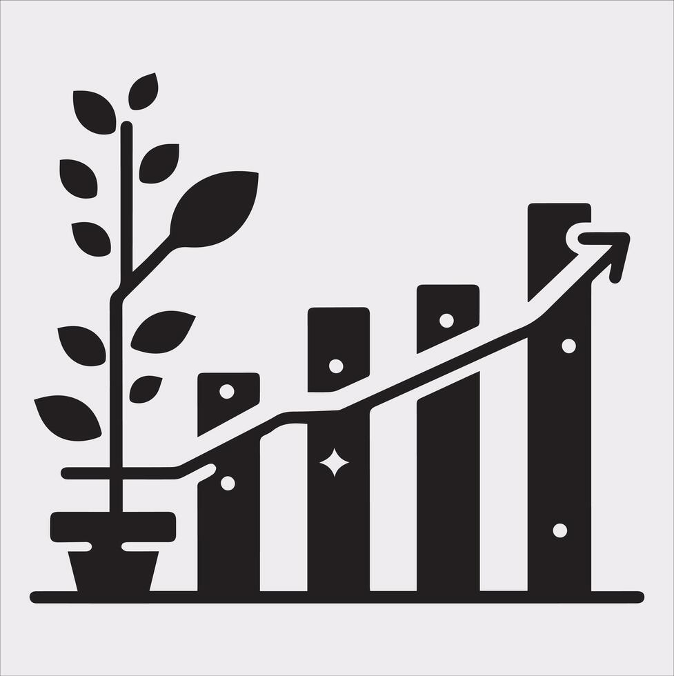 Trendy Bar Chart Silhouette for Effective Business Communication vector