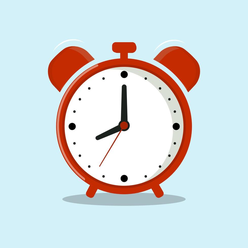 orange alarm clock on a blue background.wake up time. vector