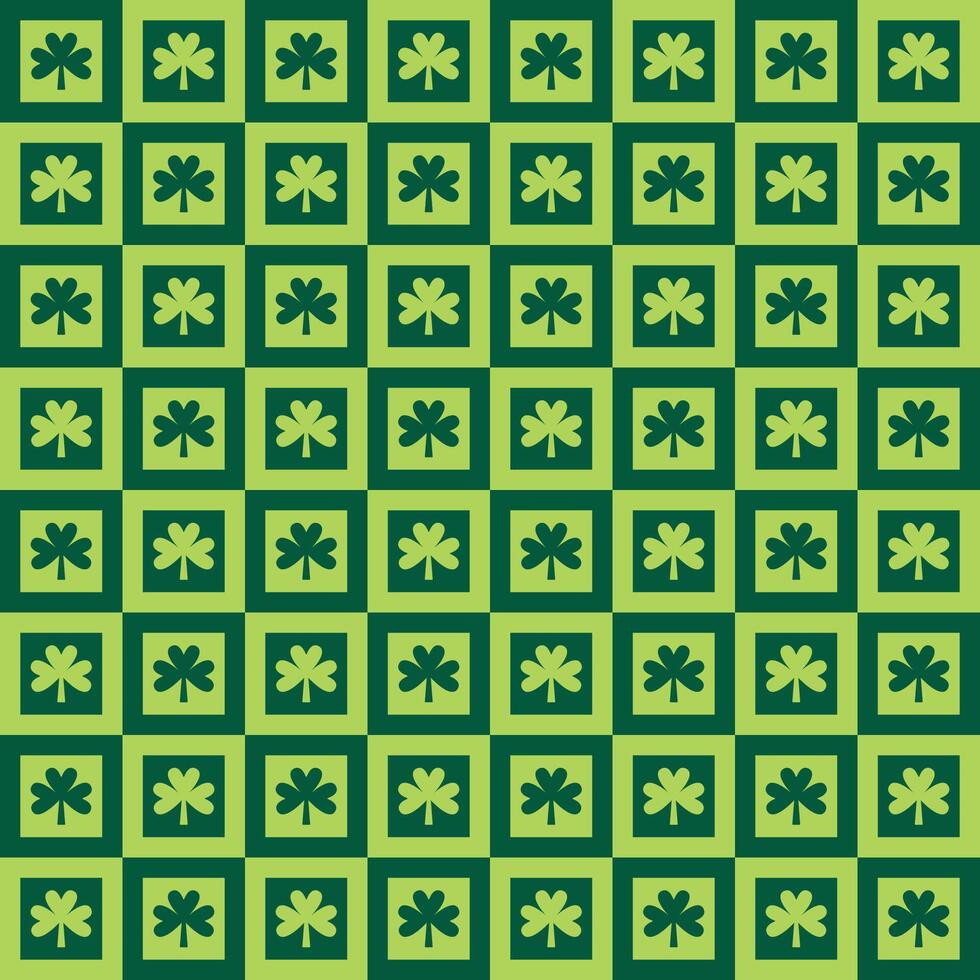 saint patricks day shamrock seamless pattern, plaid clover leaves vector