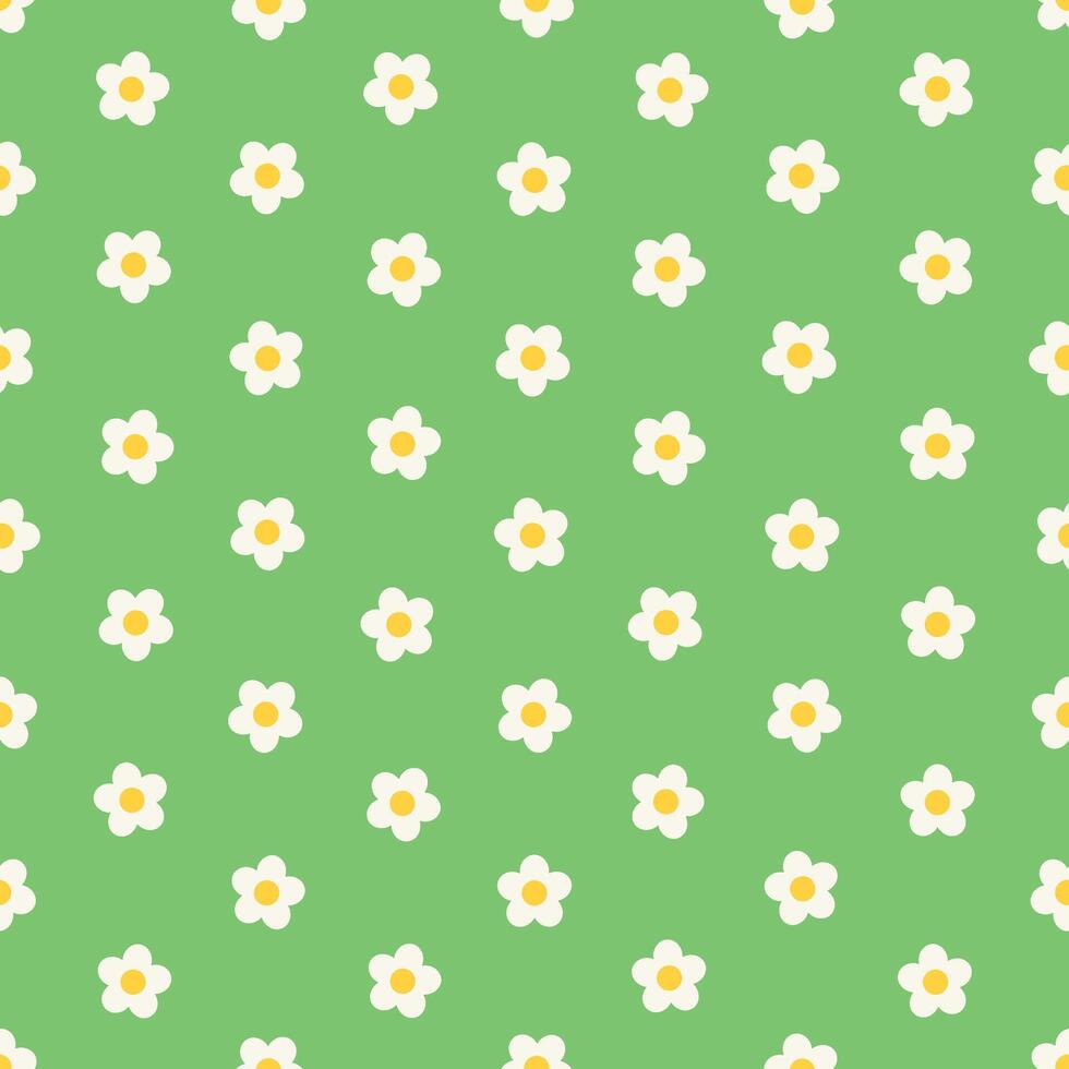 floral seamless pattern in simple style on green background vector