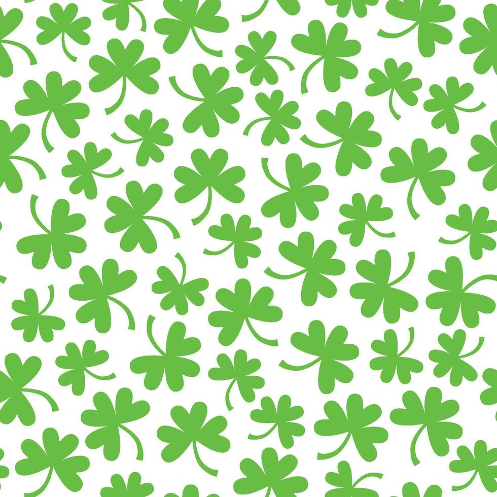 saint patricks day shamrock seamless pattern, clover leaf seamless pattern on transparent background vector