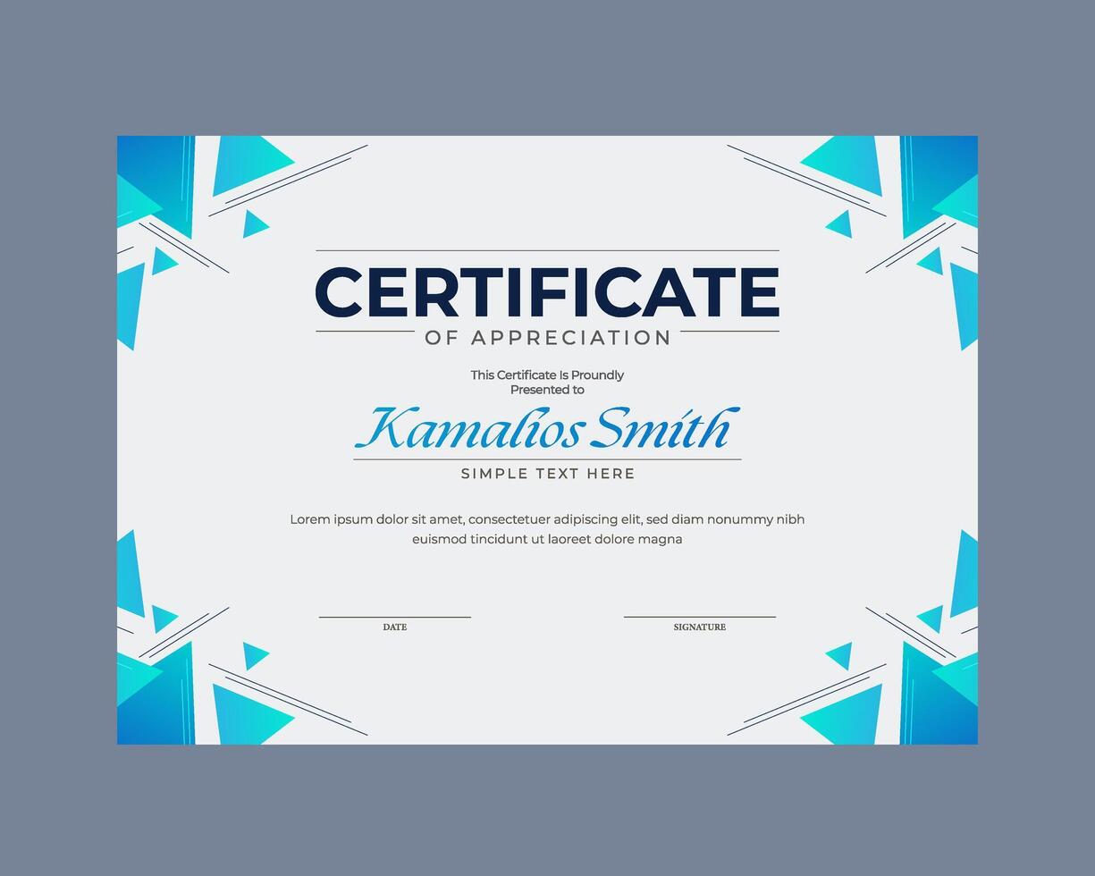 White and blue simple and modern certificate design template vector
