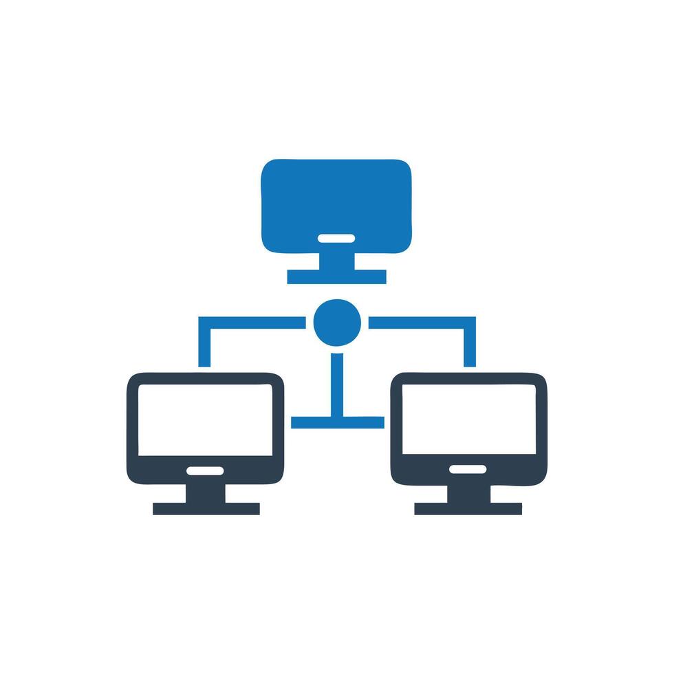 Three computers Network icon on white background vector