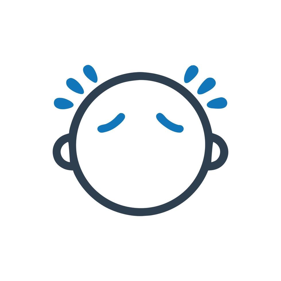 Baby Crying infant with tears icon on white background vector