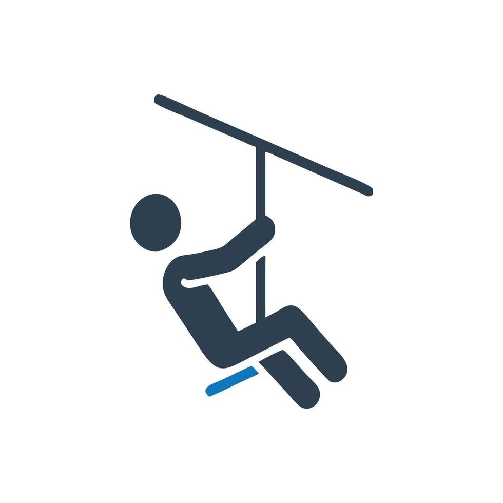 Zip line icon vector