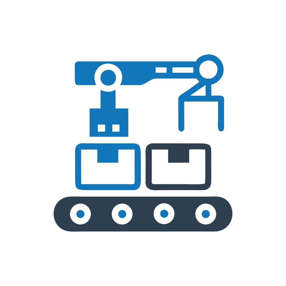 Crane carrying a container icon on white background vector