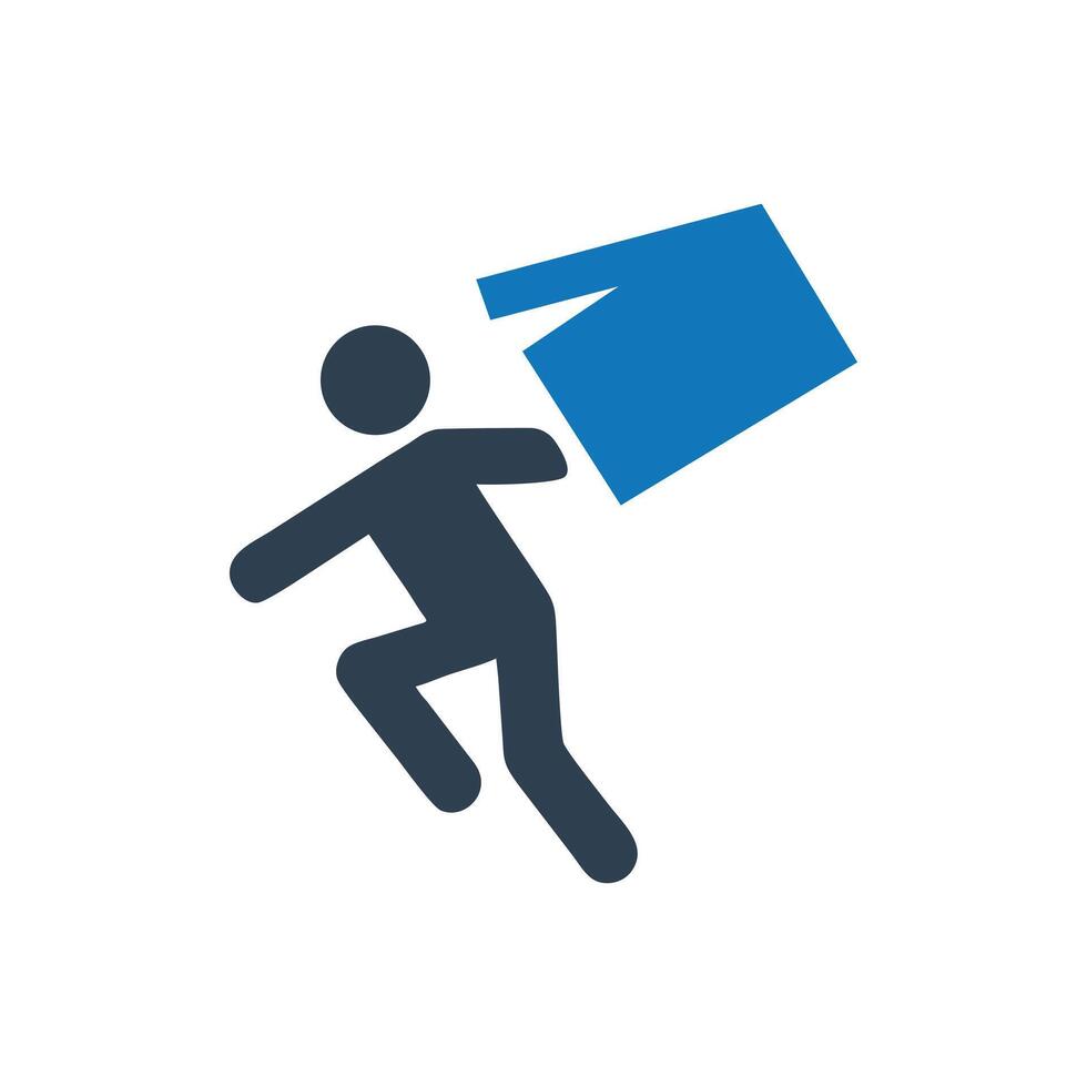 Fall Off Ledge Icon on white background vector