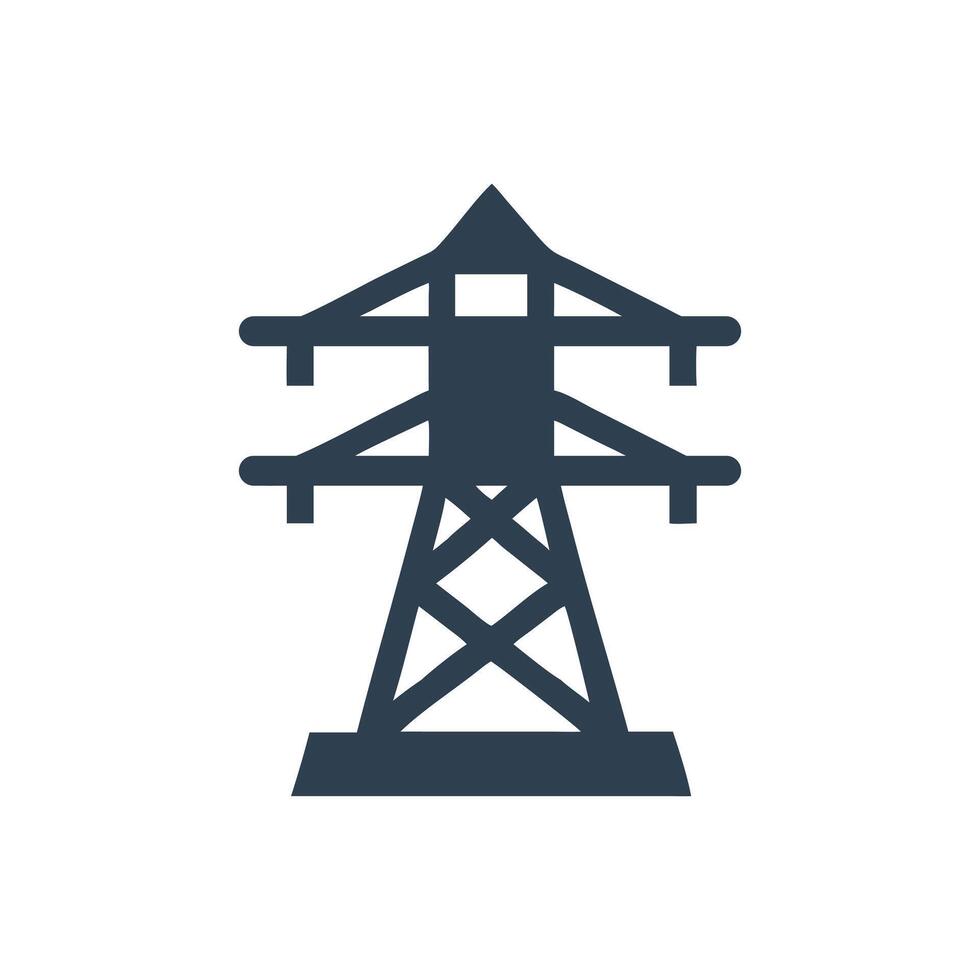 Electric Power line Tower Icon on white background vector