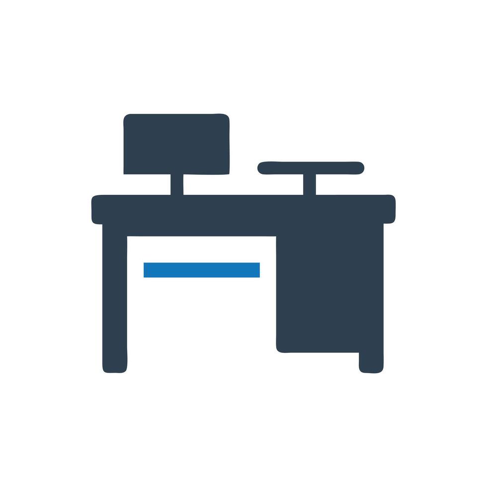 Working Desk Icon on white background vector