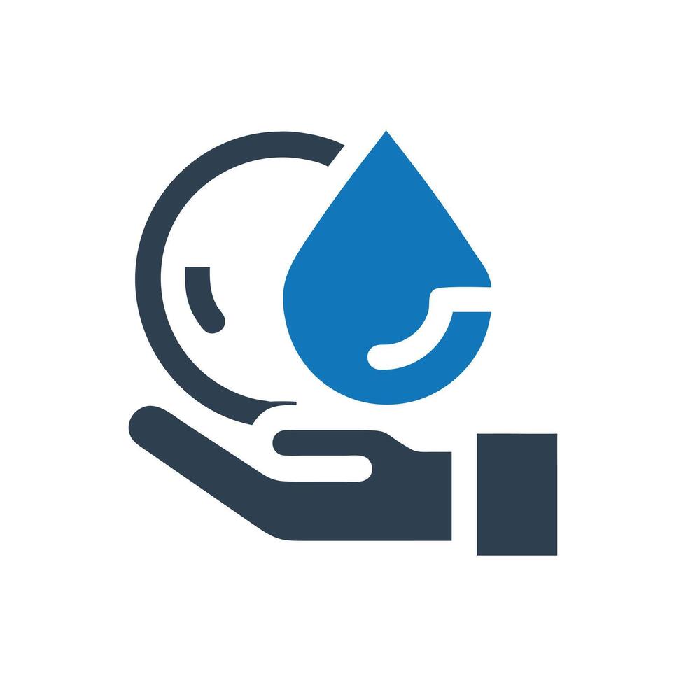 Hand with drop icon on white background vector