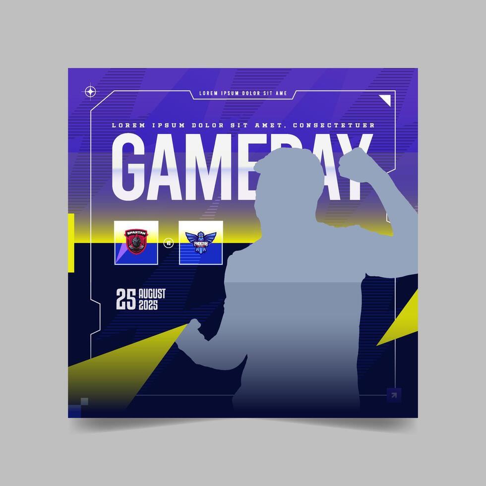 Esport gameday social media post banner template vector