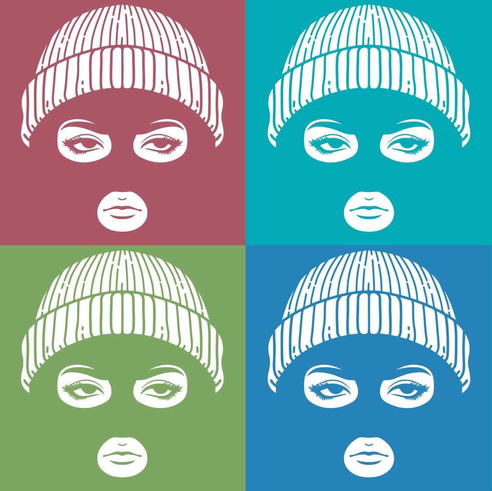 Ski mask girl pop art vector