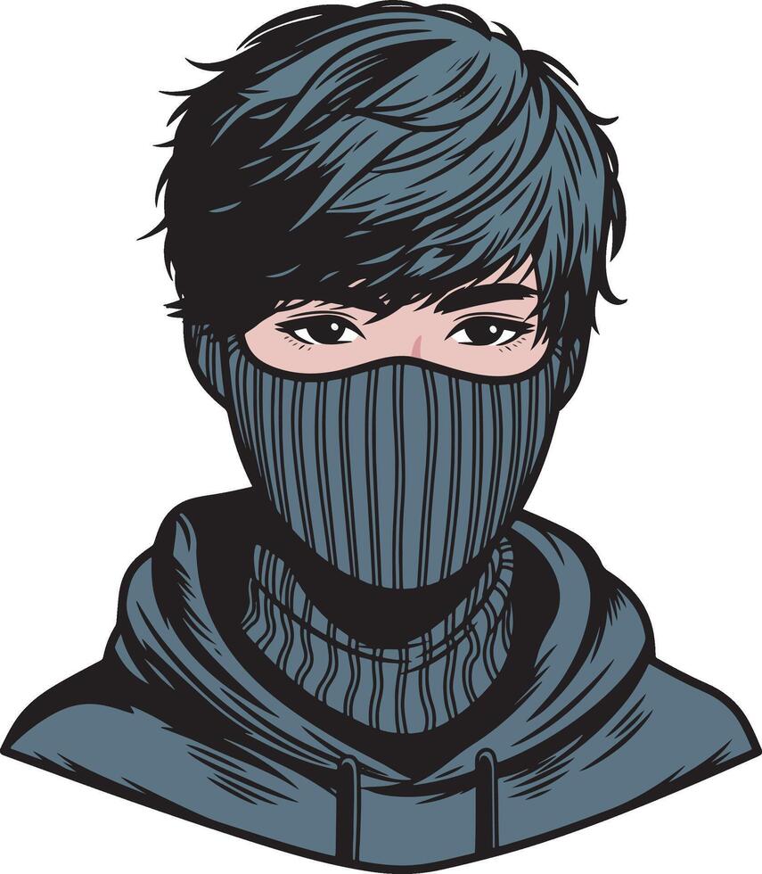 Boy wearing mask design art vector