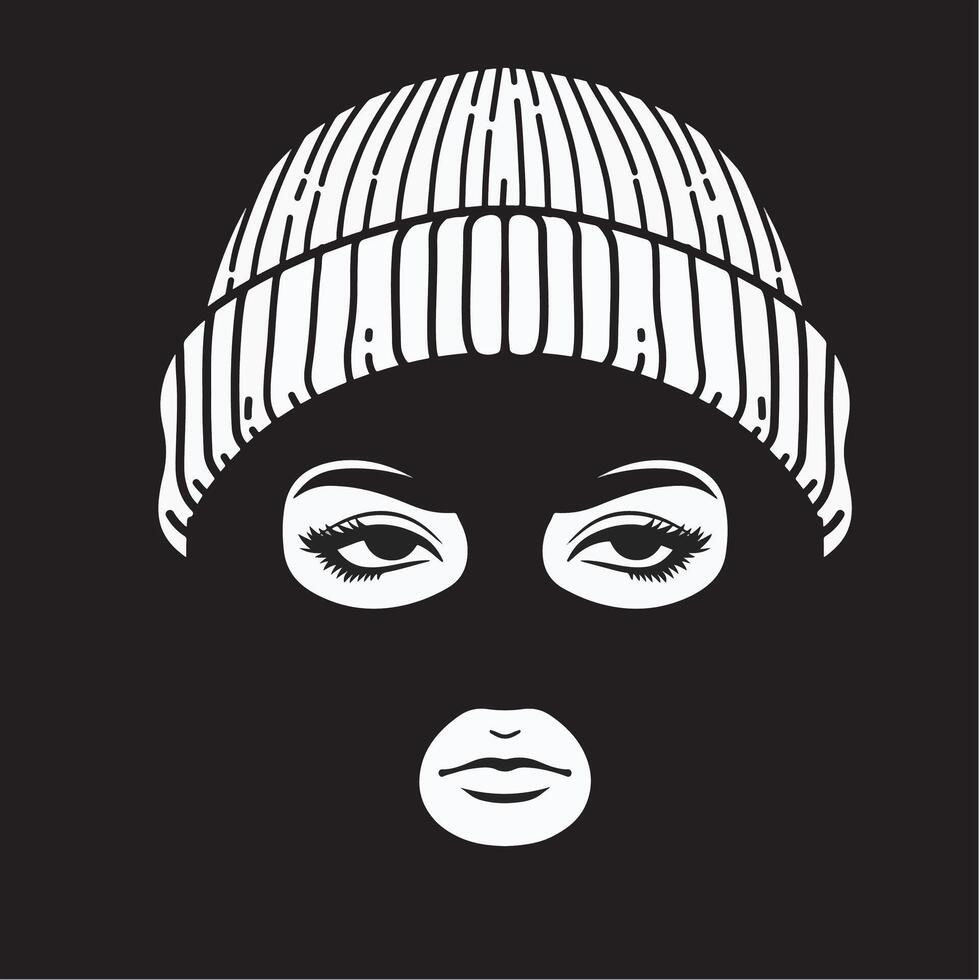 Ski mask girl black design art vector