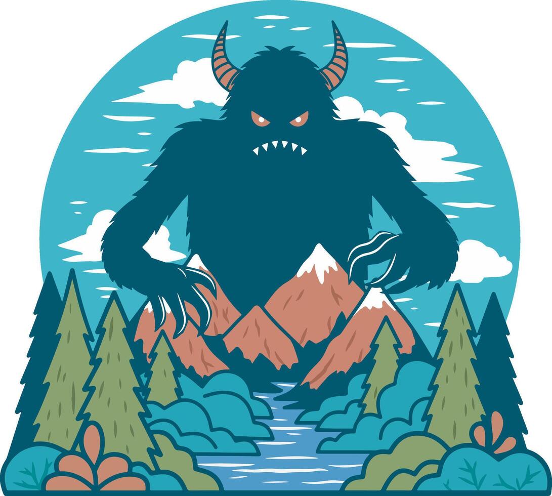 Black giant monster design art vector