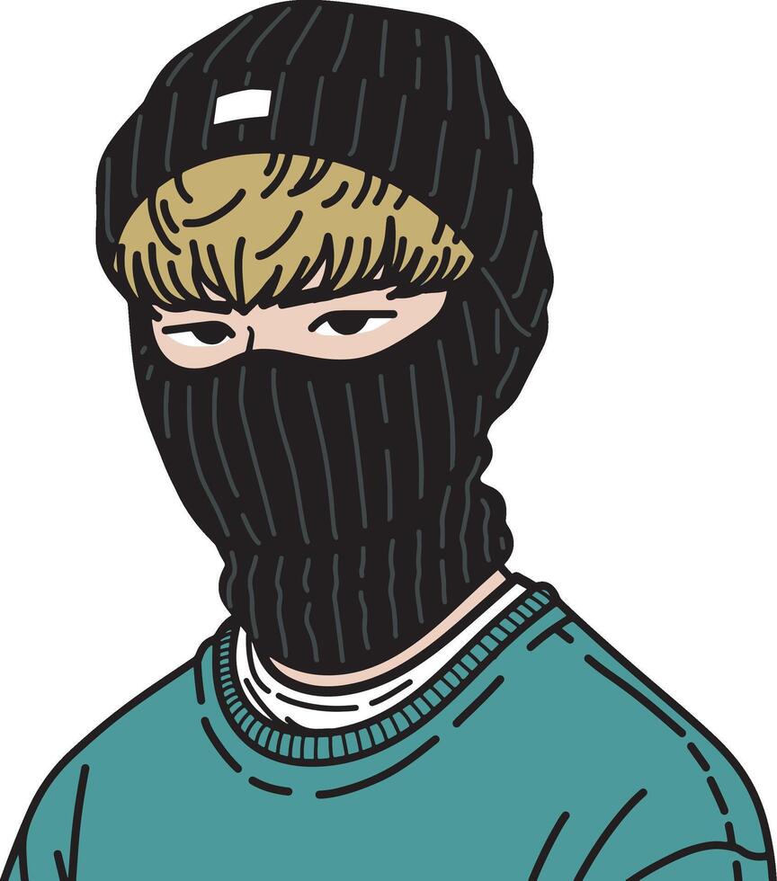 Boy wearing ski mask simple design vector