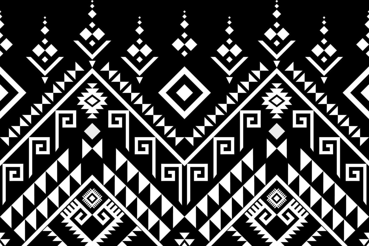 Geometric ethnic Aztec seamless pattern in black and white color. vector