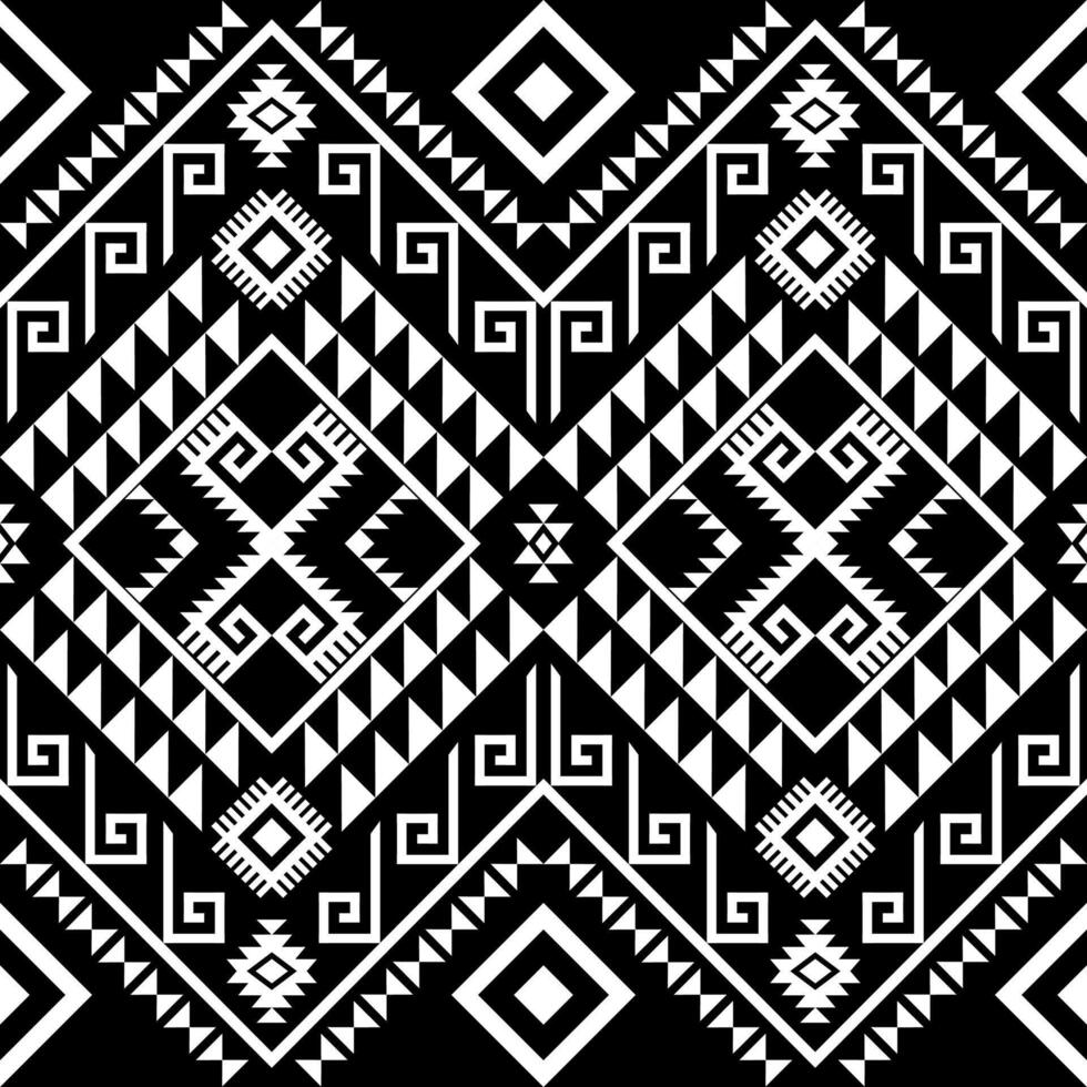 Seamless geometric aztec pattern. Black and white background. vector
