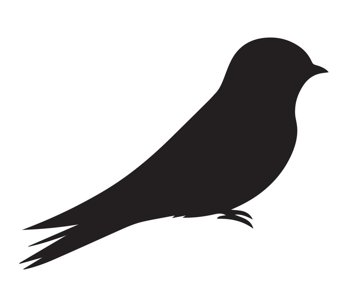 Black Silhouette of African Rock Martin Set on White vector