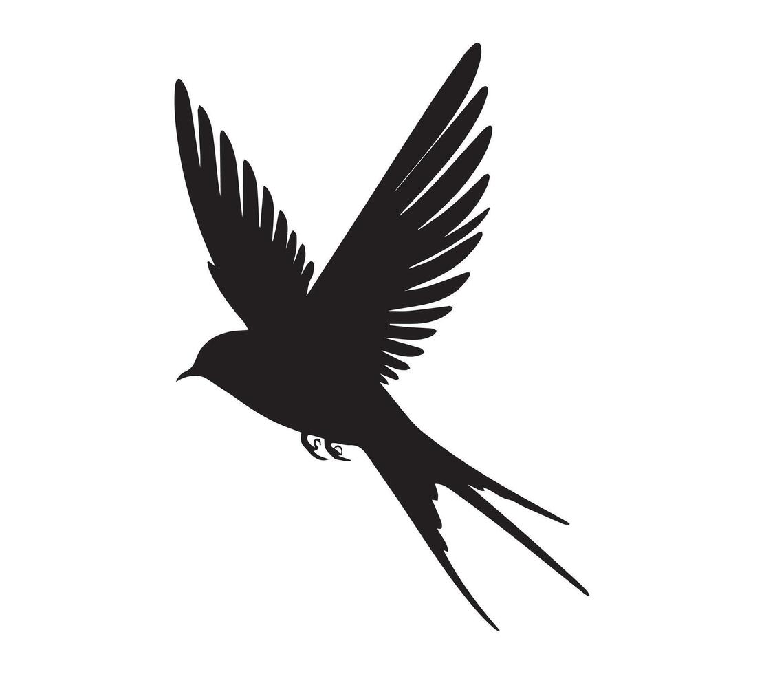White Background with African Palm Swift Silhouette vector