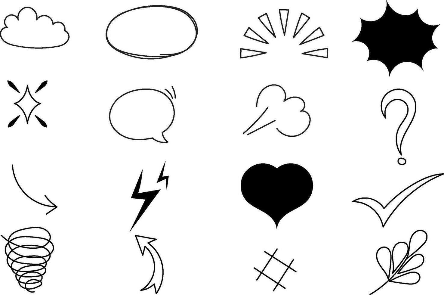 Cartoon smoke effect boom element ready Cartoon speech bubble, boom explosion, heart, speed cartoon icon. Hand drawn splash doodle speed elements. illustration vector