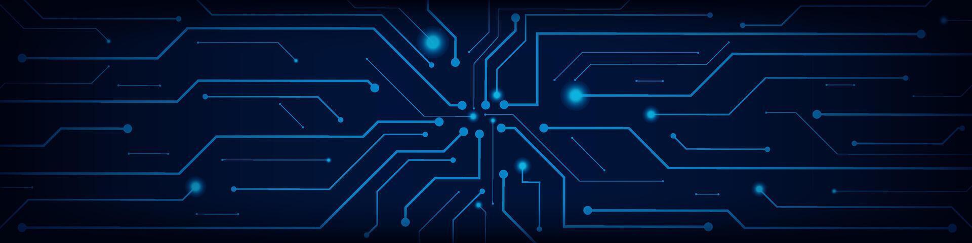 Abstract blue digital circuit board on dark technology background. Abstract circuit connecting lines and points on motherboard. AI innovation concept Future illustration vector