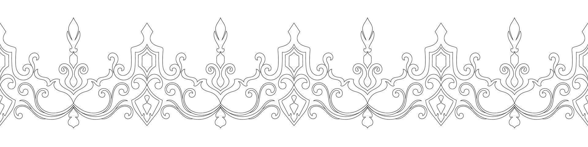 Abstract brush. Seamless vintage lines in black on white. vector
