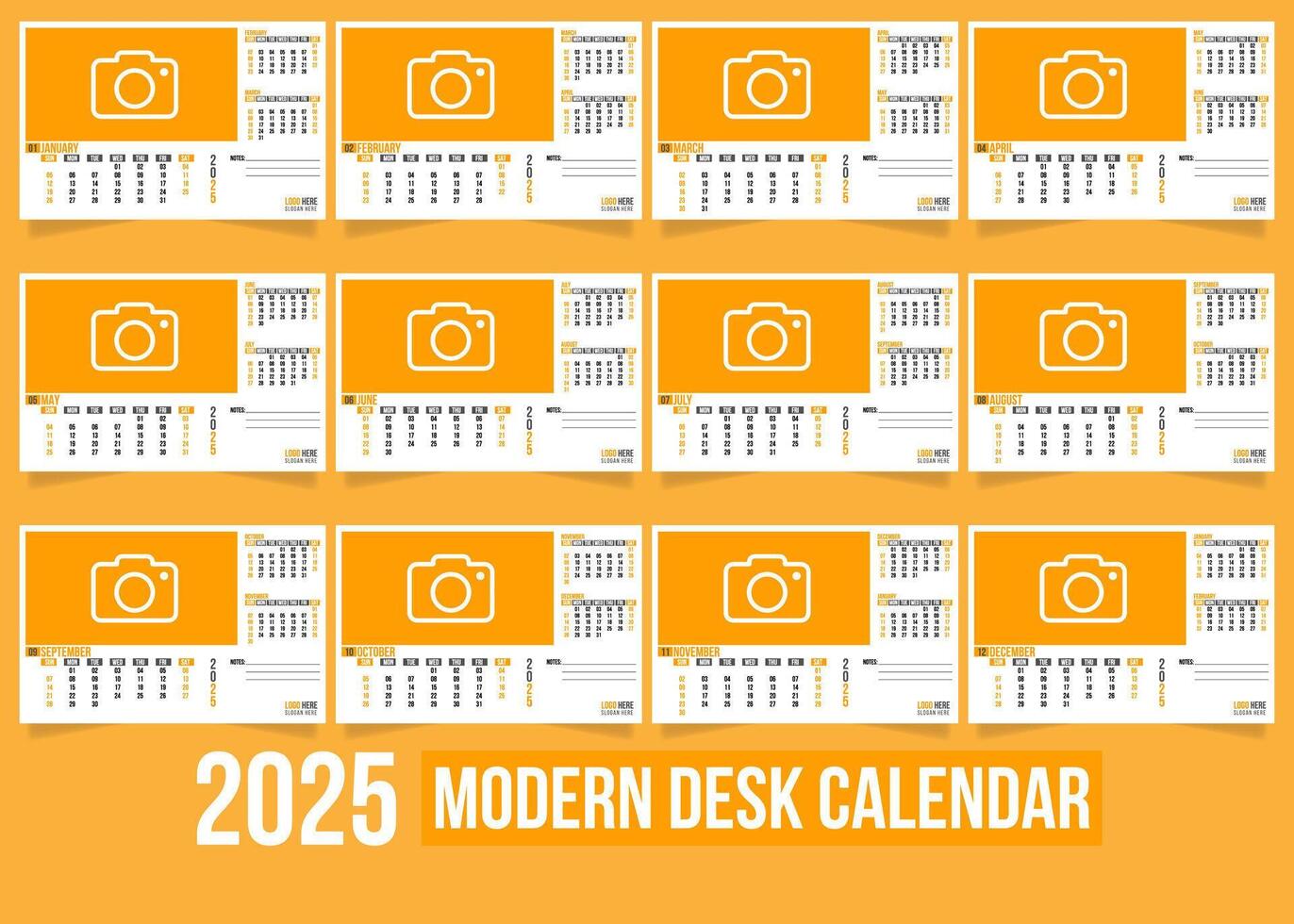 2025 Clean and Modern Desk Calendar Template vector