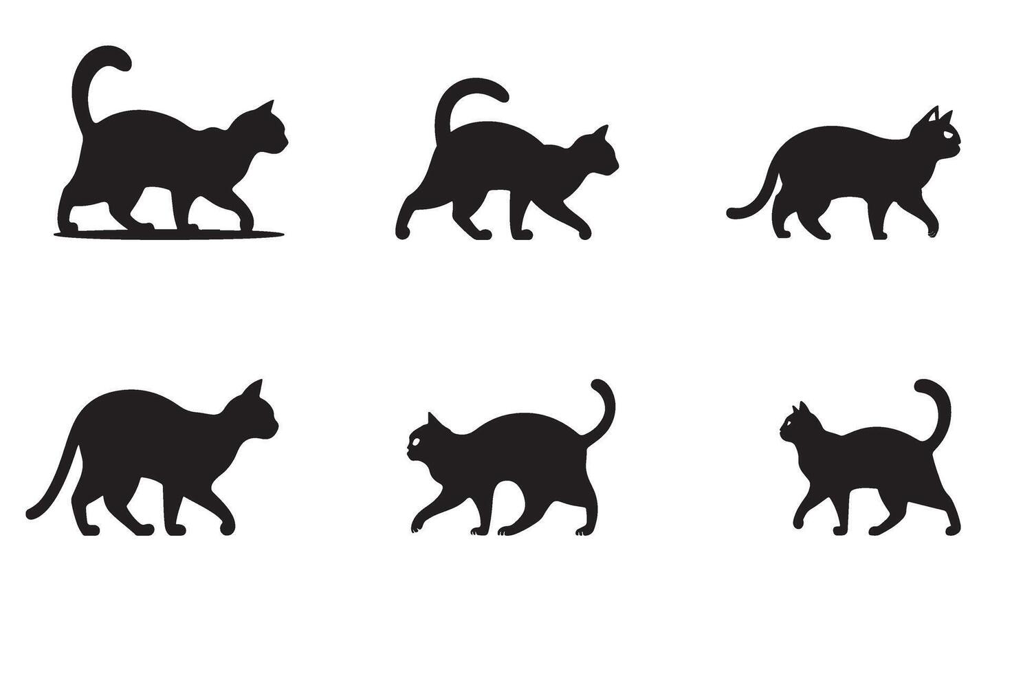 Minimalist Black Cat Silhouette in Sitting Posture on White Background vector