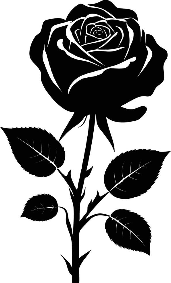 Black rose silhouette on white background vector